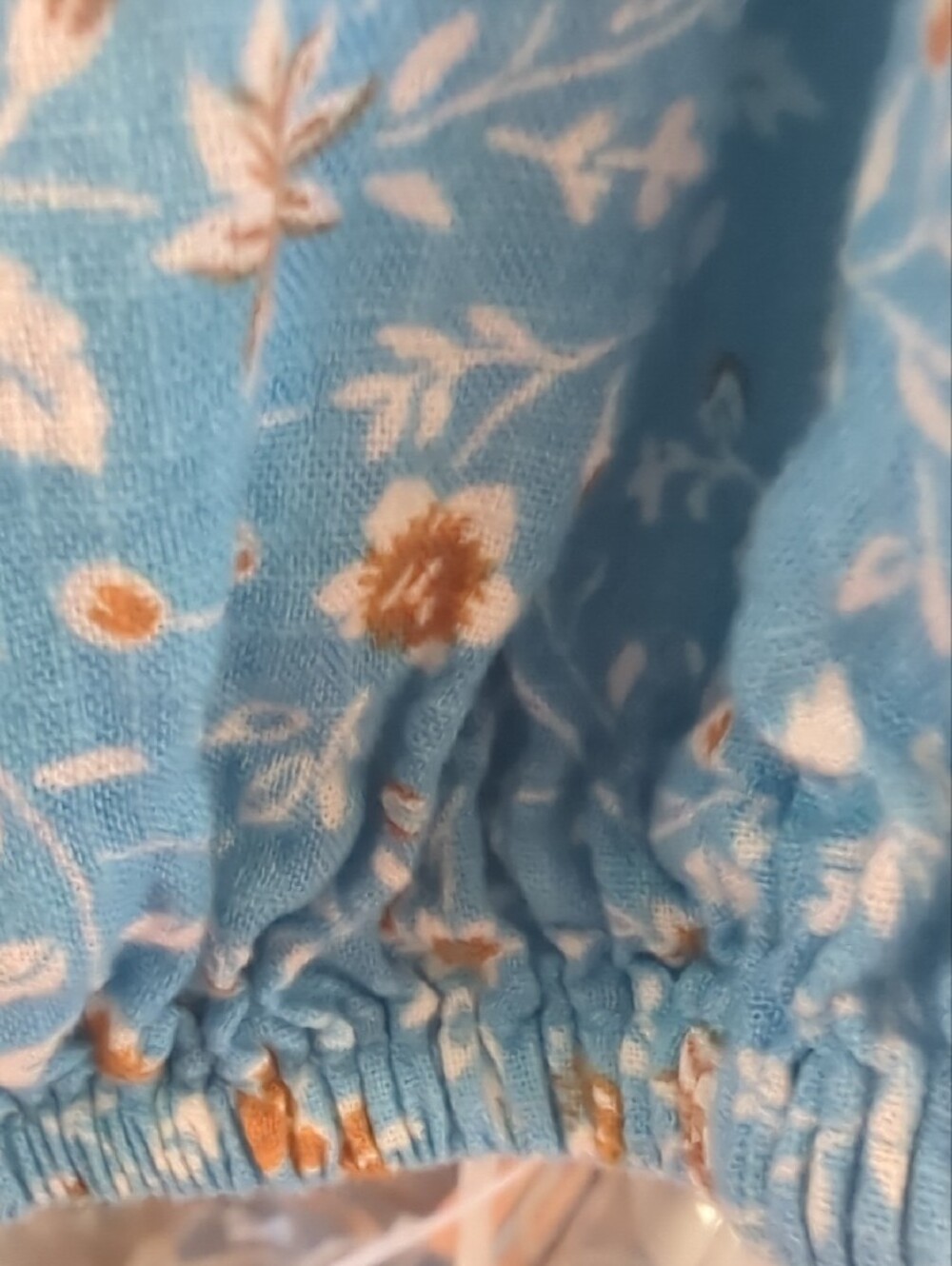 Anna Light Blue Floral V-Neck Blouse with Mustard Accents - Picture 6 of 7